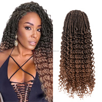 Nuova moda Deep Wave Locs Beauty women hair hair 24 pollici parrucca sintetica riccia finto Locs uncinetto capelli onda profonda arricciatura capelli Extension