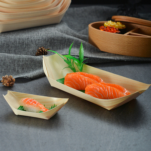 Bateau à <span class=keywords><strong>sushi</strong></span> en bois bambou, 50 cm, plateau jetable sur mesure en forme de baies - Product Image 3