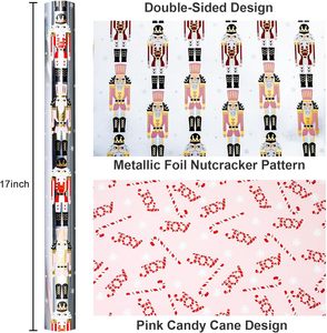 Christmas red and pink double-sided walnut-shaped guard <b>pattern</b> aluminum-coated <b>paper</b> <b>paper</b> gift wrapping <b>paper</b> - Product Image 6