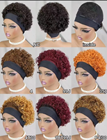 # Perruque courte bouclée en cheveux humains Remy brun pour femmes, perruque avec bandeau, fabriquée à la machine, pour tous les tons de beige clair