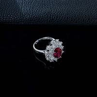 Cincin Pertunangan Perak Sterling 925 Murni Mewah dengan Batu Ruby Oval Buatan Laboratorium Bersertifikat IGI, Perhiasan Hadiah Trendi untuk Pesta dan Hari Jadi