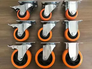 100mm Rueda Giratoria PVC Orange Castor Swivel Trolley Industrial 1.5 2 2.5 3 4 5Inch Heavy Duty Workbench Caster Wheels