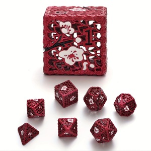 Vente en gros de dés personnalisés en métal creux en forme de fleur de prunier mdn-donjons et dragons <span class=keywords><strong>trpg</strong></span>, accessoires de jeu de société rpg - Product Image 1