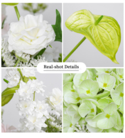 Rangkaian Bunga Artifisial Putih Pink Mewah, Sentuhan Asli Mawar, Anthurium, Hydrangea, Dekorasi Meja Pernikahan, Acara, Pesta