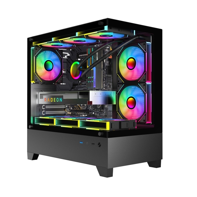 JNP High Airflow Mid Tower PC Case Fishtank Design for Gamer M-ATX Compatibility Plastic Material for Desktop Gaming Pc case