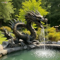 Étang de jardin extérieur prochain décor laiton sculpter Dragon chinois Statue classique grand Bronze Loong Sculpture cascade d'eau fontaine