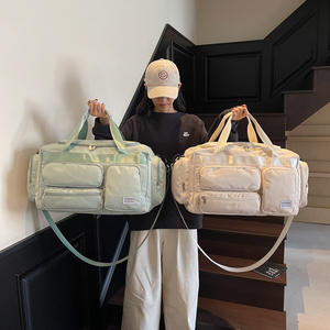 Large-Capacity Unisex Foldable Solid Color Duffle Bag Short-Distance Travel Fashionable Polyester Carry-On <b>Luggage</b> Zipper - Product Image 3