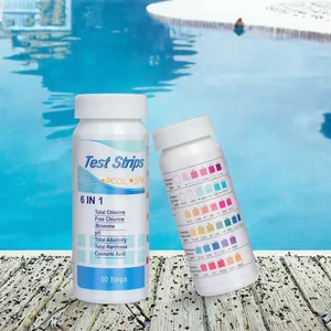 Bandelettes de <span class=keywords><strong>test</strong></span> 6 en 1 pour piscine et spa : <span class=keywords><strong>test</strong></span> du chlore total, du brome, du pH, de l'alcalinité totale, de la dureté totale, de l'<span class=keywords><strong>acide</strong></span> <span class=keywords><strong>cyanurique</strong></span>, kit de <span class=keywords><strong>test</strong></span> de la qualité de l'eau - Product Image 6