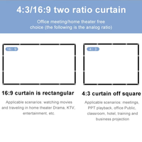 Écran de projection portable en fibre de verre HD 16:9 pour extérieur, pliable, avec œillets, sans cadre