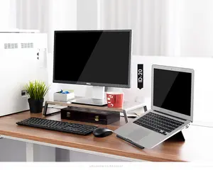QYオフィスコンピューターモニター棚を増やすデスクトップキーボード収納ラックトレイブラケットを整理する