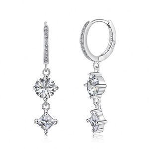 Dylam Elegance Fine Fashion Jewelry Hypoallergenic S925 <b>Silver</b> Rhodium Plated 5A Diamond Cubic Zirconia Dangle <b>Hoop</b> <b>Earrings</b> - Product Image 1