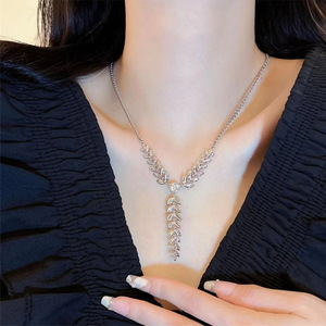 Frangia di grano collana per le donne in acciaio al titanio non sbiadisce la moda catenaria ciondolo catena clavicola - Product Image 5