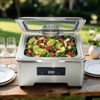 Chauffe-plat électrique carré 8L en acier inoxydable 304 avec couvercle en verre, plage de température 85-100°C, pour buffet et restauration