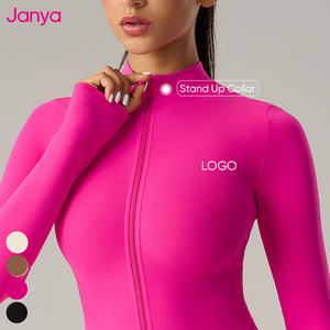 بدلة رياضية نسائية من Janya لصالة الألعاب الرياضية واللياقة البدنية، جمبسوت بياقة واقفة وأكمام طويلة وسحاب نصفي، قطعة واحدة مناسبة لليوجا للبيع بالجملة - Product Image 4