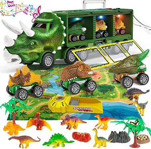 Wrijving Macht Speelgoed Voertuig Carrier Auto Met Pull Back Dinosaurus Speelgoed Auto 'S Dinosaurus Truck Speelgoed Voor Kids Dino Auto Spelen set