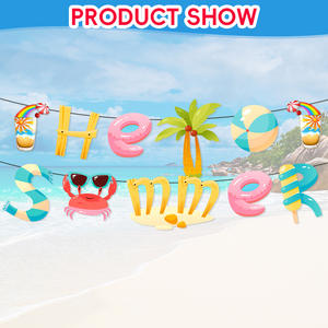 Banner de letras de decoración de fiesta temática de verano Hello moderno con tema de cumpleaños de Hawaii - Product Image 3