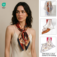 Foulard de luxe 70x70 cm en soie de mûrier 100% imprimé numériquement, bandana carré moyen tendance pour femme 2026