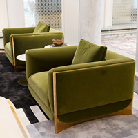 Canapé de luxe en tissu velours, fauteuil moderne incurvé pour salon de villa, fauteuil d'appoint design haut de gamme