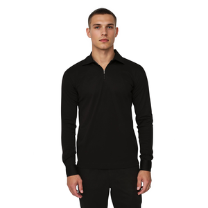 <span class=keywords><strong>Polo</strong></span> a manica lunga con Logo personalizzato all'ingrosso in cotone mercerizzato mezza cerniera <span class=keywords><strong>Polo</strong></span> da <span class=keywords><strong>uomo</strong></span> - Product Image 5