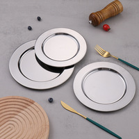 Assiettes de présentation décoratives Yolecen 30cm/33cm (13 pouces) modernes, polies, écologiques, en acier inoxydable argenté, en stock