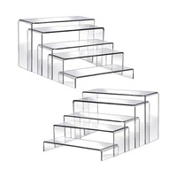 Présentoir de table en acrylique transparent fait main, 3 pièces, écologique et lavable, en forme d'escalier pour organisateur - EMO