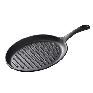 Oval Cast Iron Grill Pan With Stripes For Frying Steak And Fish Durable Heavy Duty Nonstick Cooking Surface - Product Image 1