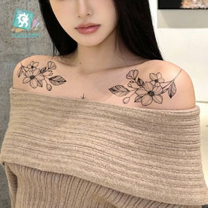 Moda hermosa <span class=keywords><strong>pierna</strong></span> femenina tatuaje tatuajes temporales de flor pegatinas Lotus peonía flores de cerezo caderas tatuaje diseño - Product Image 4