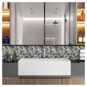 Douche moderne <span class=keywords><strong>salle</strong></span> <span class=keywords><strong>de</strong></span> bains dosseret mosaïque facile bricolage marbre pierre aspect Pvc vinyle bâton sur mosaïque cuisine <span class=keywords><strong>carrelage</strong></span> mural - Product Image 4