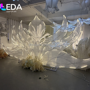 LEDA Lighted Angel Wing <b>Backdrop</b> Crown Shape Wedding Background <b>Stand</b> Warm White Light For Wedding Stage Decoration - Product Image 2