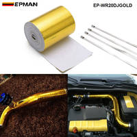 EPMAN Bande adhésive thermique auto-adhésive 2''x5m, film thermique doré 450 ° Résistant à la chaleur pour tuyau d'échappement Catback et compartiment moteur EP-WR20DJGOLD