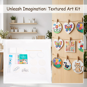 Kit Pittura 3D con Texture in Schiuma e Forme Multiple (Cerchio/Cuore/Quadrato), Corda <span class=keywords><strong>per</strong></span> Appendere, <span class=keywords><strong>Pennarelli</strong></span> Acrilici, Set Completo <span class=keywords><strong>per</strong></span> Arte e Artigianato Fai-da-te - Product Image 2