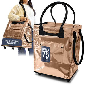 Carrito de Compras Plegable Personalizado, Ligero, con 2 Ruedas y Dos Asas, Bolsa de Poliéster Plegable para Supermercado - Product Image 1