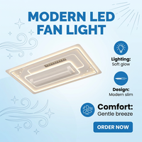 Kipas Angin Plafon LED Tanpa Baling-Baling Gaya Modern Minimalis Inggris, Kontrol Suara, Lampu, Ruang Tamu, 110V AC