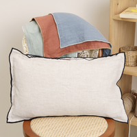 Taie d'oreiller en lin 100% super douce, personnalisable avec logo imprimé, pour mariage, hôtel, literie