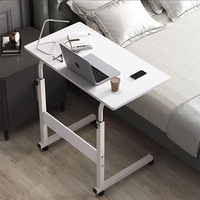 Bureau d'ordinateur pliable en bois réglable en hauteur pour la maison, avec rangement, table d'appoint portable pour ordinateur portable, roulettes mobiles
