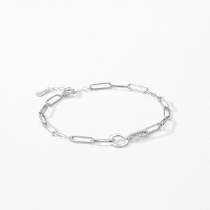 Bracelet chaîne en argent sterling S925 avec zircon et motif lettre, bijou simple pour femme, version cuivre personnalisable - Product Image 6