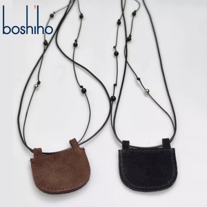 Creative Mini Crescent Bag Necklace Pouch <b>Purse</b> Vintage Suede Leather Genuine Leather <b>Small</b> Neck Chain Strap Bohemian Fashion - Product Image 1