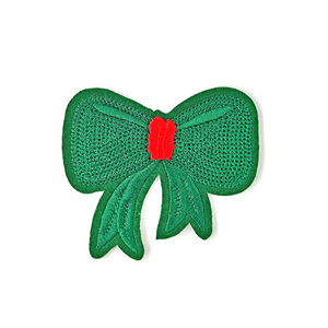Gran oferta, exquisitos parches bordados con lazo rojo y verde, accesorios de ropa de lona de PVC para ropa, diseños de gran oferta comercializables - Product Image 1