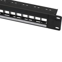 Panel Patch Logam Hitam Kosong 19 inci 1U UTP Cat5e-Cat8 24 Port dengan Standar ANSI/TIA/EIA DP-KJ-07