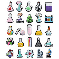 Custom Shoe Charms for Teens, Cute Chemistry Laboratory Theme Waterproof PVC Shoe Pins Set Science Teacher Clogs Decoration