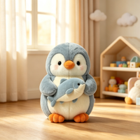 Boneka Penguin Bulu Lembut Kustom dari Karya Seni Asli Anda Pesanan Minimum Rendah Pengiriman Cepat Seri Kebun Binatang Boneka Penguin Isi Dakron
