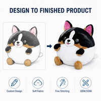 Peluche chien Corgi mignon en coton PP, jouet anti-stress, emballage personnalisé, logo, cadeau, faible MOQ, service OEM ODM, le meilleur