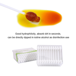Coton-tiges de haute qualité pour hôtels, double embout en forme de calebasse, 55 pièces, bâtonnets en plastique, avec boîte carrée plate - Product Image 5