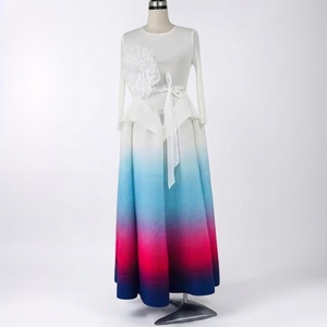 Robe plissée décontractée trapèze en dentelle pour femme, avec décoration de pétales, couleur dégradée, grande taille, ODM Miyake – Vente en gros - Product Image 3