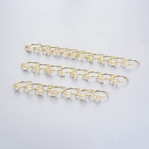 Joyería de moda de Plata de Ley 925, anillos con 26 letras iniciales, Zirconia cúbica blanca chapada en oro para fiestas de bodas - Product Image 2