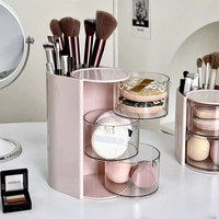 Boîte de rangement cosmétique en plastique anti-poussière pour produits de beauté, houppettes, coussinets de maquillage et accessoires de coiffeuse