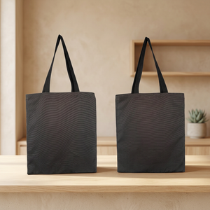 Sac fourre-tout en toile QY portable pour courses, avec logo personnalisé imprimé, motif à pois, grande poignée d'épaule - Product Image 4