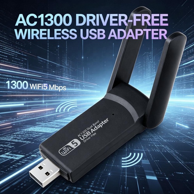 Factory Price Plug and Play Wifi Adapter AC1300 WiFi 5 RTL8812 Wireless Network Cards for Android Tv Box Dual Band Wifi Dongle