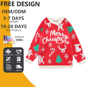 Suéteres Navideños Feos Casuales de Alta Calidad OEM para <span class=keywords><strong>Mujer</strong></span>, Suéteres Navideños Feos de Punto con <span class=keywords><strong>Cuello</strong></span> Redondo Personalizados para <span class=keywords><strong>Mujer</strong></span> - Product Image 1
