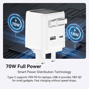 <span class=keywords><strong>Chargeur</strong></span> Super Rapide 70W PD GaN QC3.0 PPS pour iPhone <span class=keywords><strong>Samsung</strong></span> <span class=keywords><strong>Mac</strong></span> Vente en Gros OEM ODM <span class=keywords><strong>Chargeur</strong></span> Multi-Ports USB-C Type-C 70W PD GaN - Product Image 2